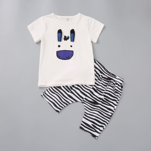 Childlike Innocence Clothes&Zebra Striped Short Sleeve Suit