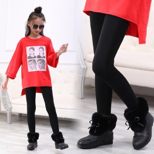 Baby Fun&2019Autumn and Winter New Fleece-lined Body Stocking Solid Color Leggings