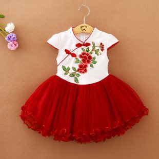 Charming Child Star&Two-Button Cheongsam Gauze Dress